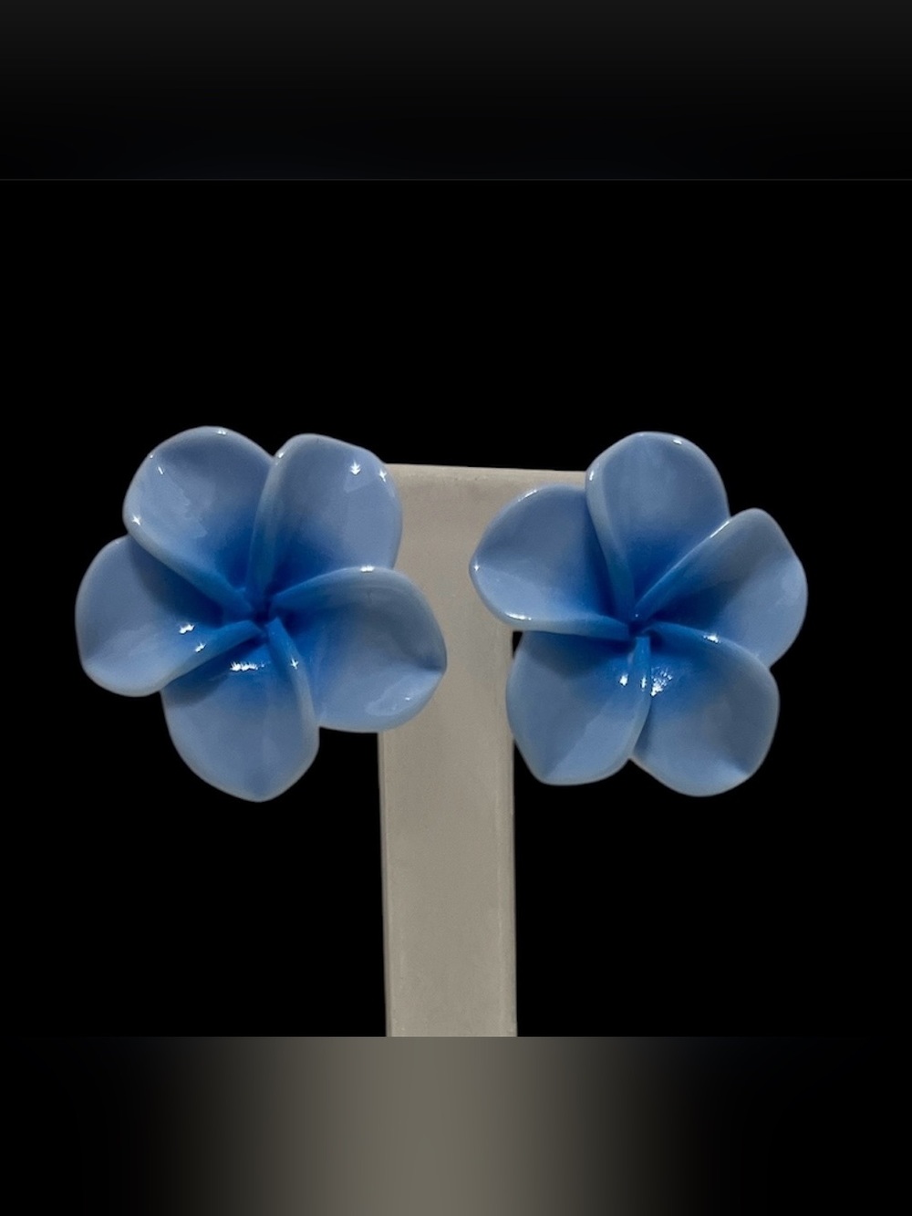 Plumeria Flower Stud Earrings - Picture 3 of 5